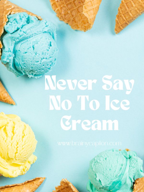 Quotes And Sayings About Ice Cream- Never say no to ice cream.