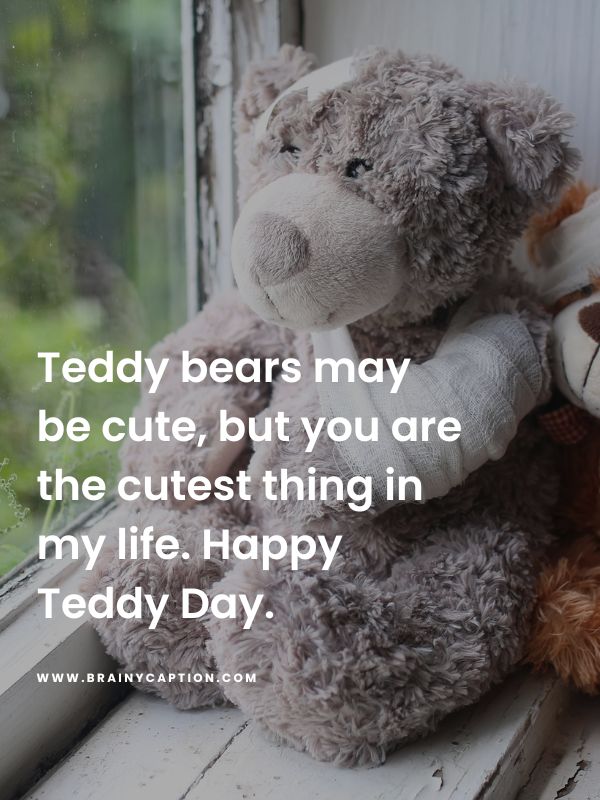 Teddy Day Quotes For Girlfriend- Teddy bears may be cute, but you are the cutest thing in my life. Happy Teddy Day.